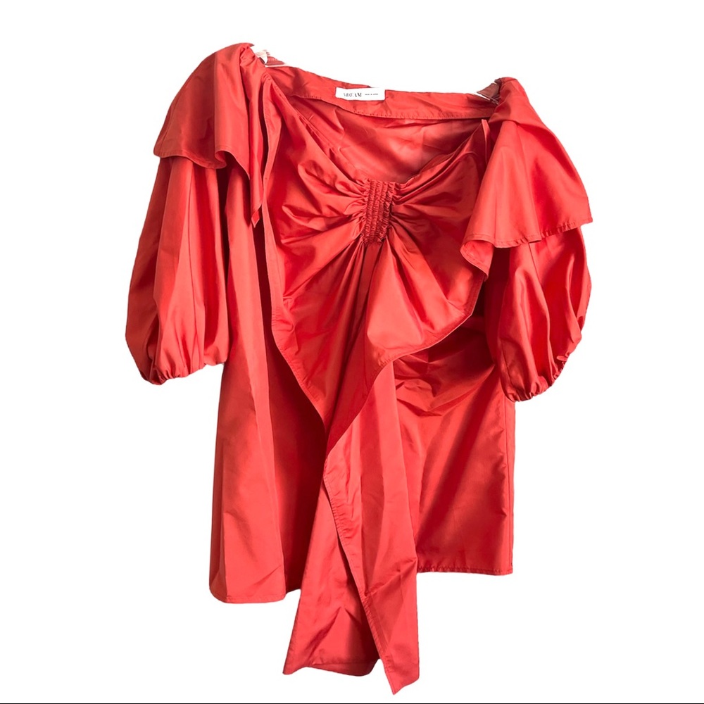 Adeam One-Shoulder Satin Blouse size S Orange